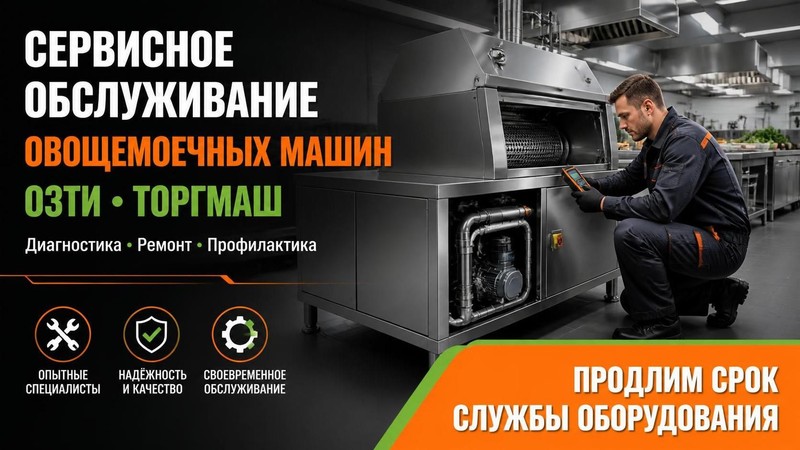 Сервисное обслуживание овощемоечных машин ОЗТИ, ТОРГМАШ
