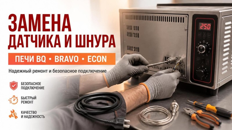 Замена датчика и шнура в печах BQ, BRAVO, ECON