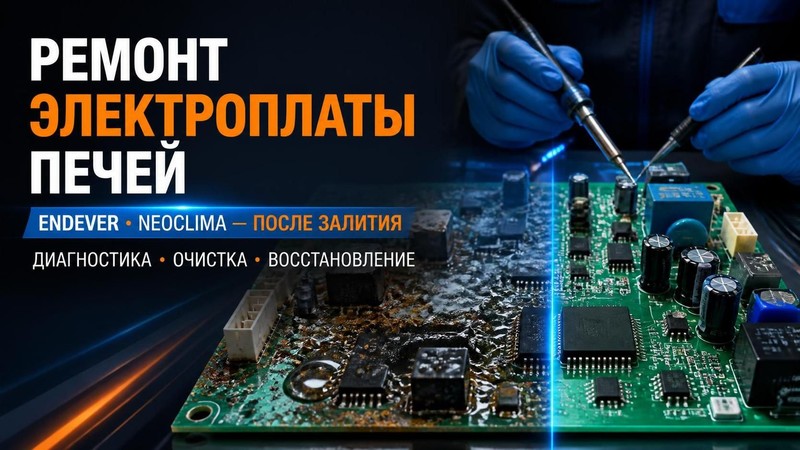 Ремонт электроплаты печей ENDEVER, NEOCLIMA после залития