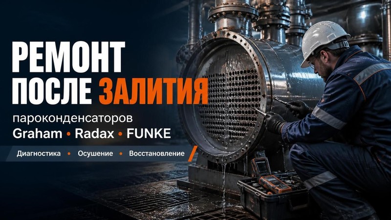 Ремонт после залития пароконденсатора Graham, Radax, FUNKE