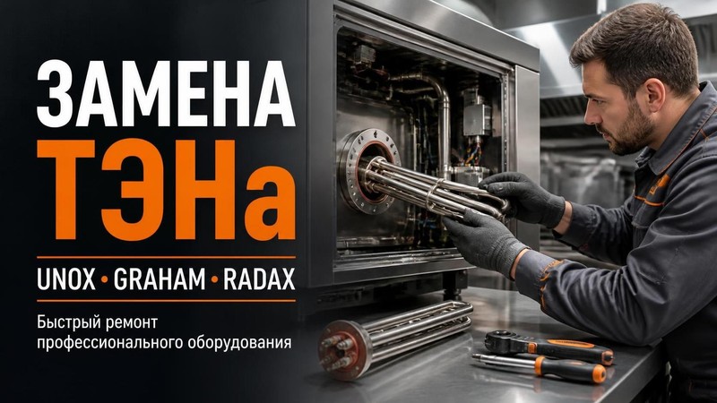 Замена ТЭНа в пароконденсаторе UNOX, Graham, Radax