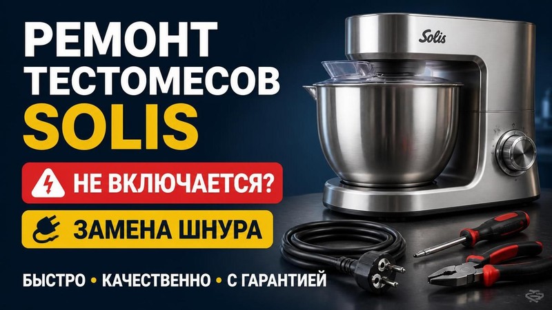 Ремонт тестомесов Solis: не включается, замена шнура