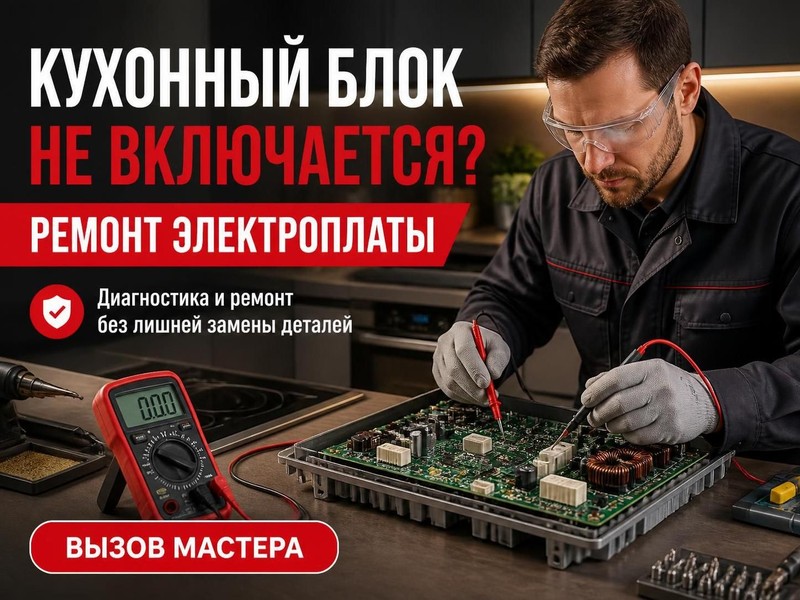 Кухонный блок не включается: ремонт электроплаты — Виктор, фото