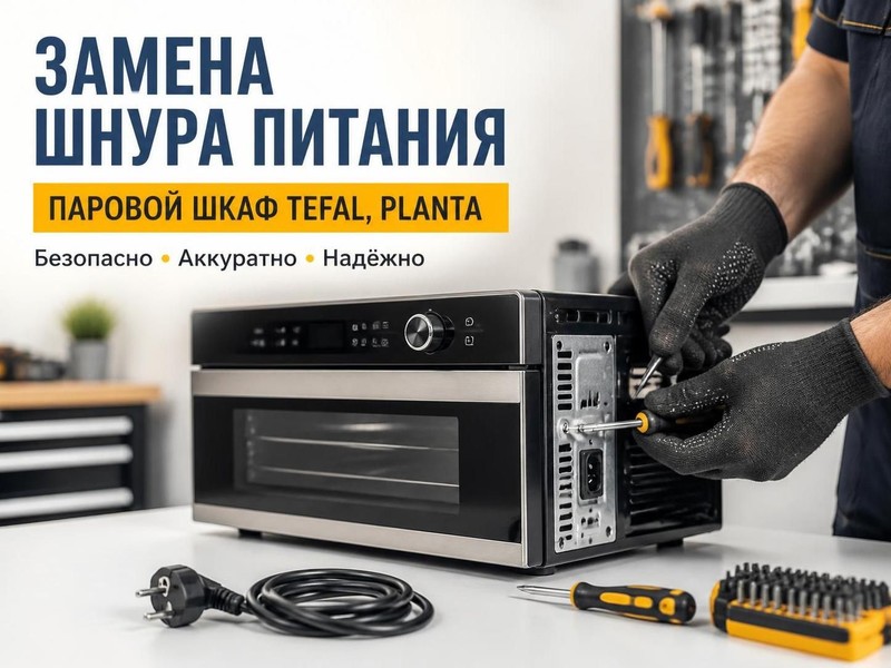 Замена шнура питания парового шкафа Tefal, Planta — Владимир, фото