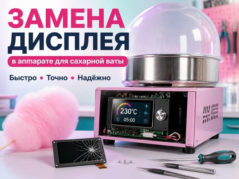 Замена дисплея в аппарате для сахарной ваты — Михаил, фото