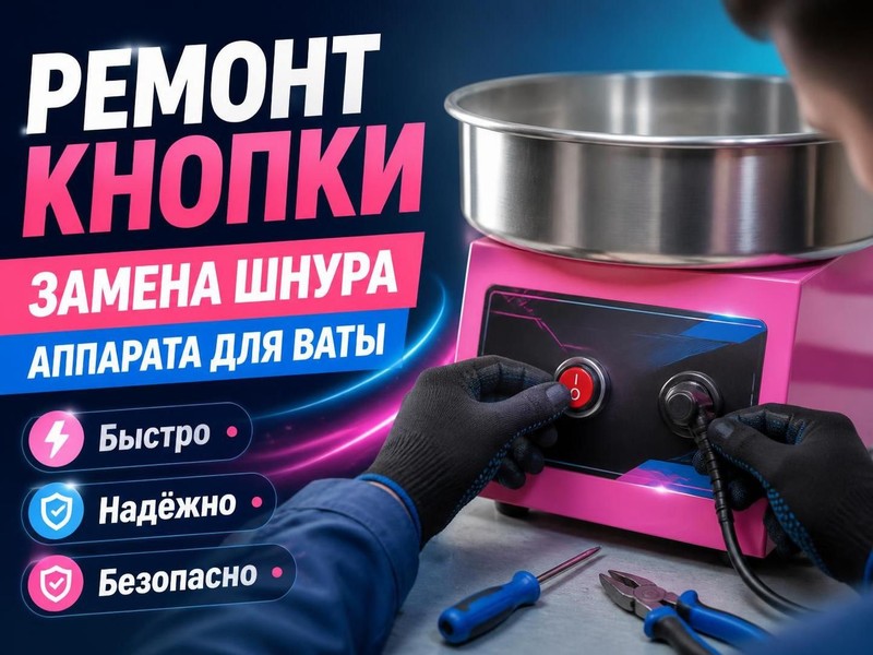 Ремонт кнопки и замена шнура аппарата для ваты — Павел, фото