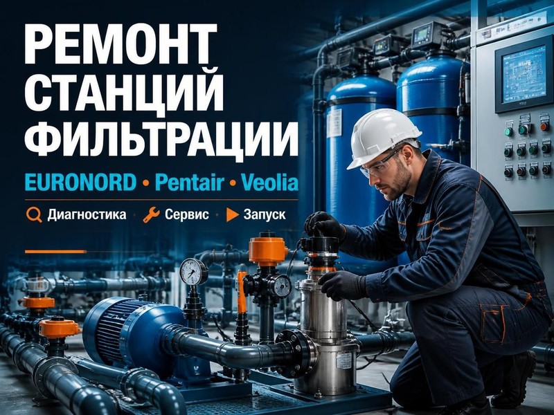 Ремонт станций фильтрации EURONORD, Pentair, Veolia