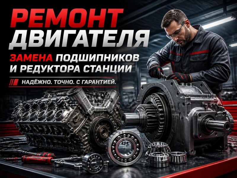 Ремонт двигателя, замена подшипников и редуктора станции — Дмитрий, фото