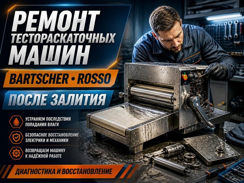 Ремонт тестораскаточных машин Bartscher, Rosso после залития — Владимир, фото