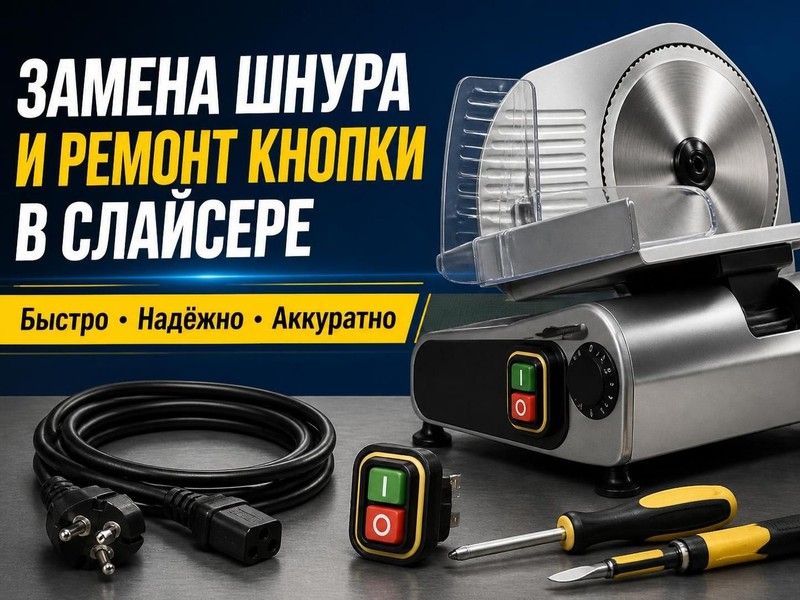 Замена шнура и ремонт кнопки в слайсере