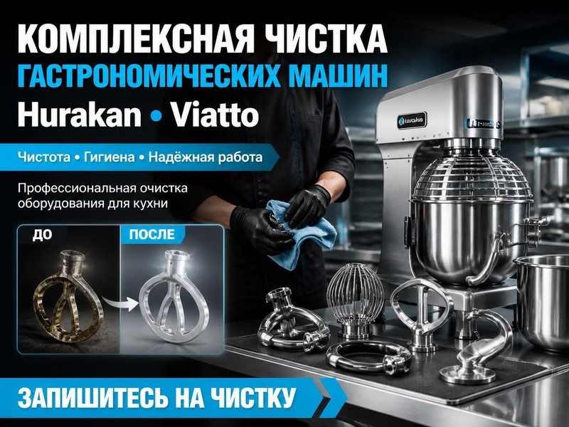 Комплексная чистка гастрономических машин Hurakan, Viatto