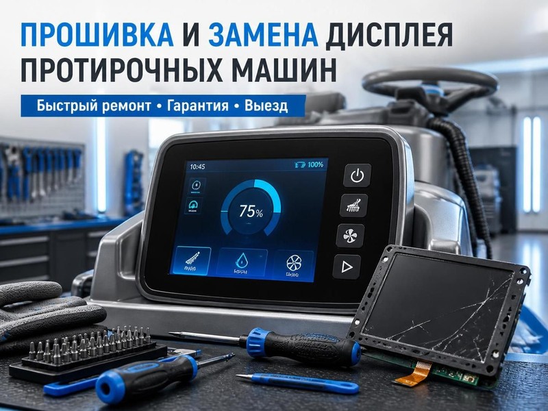 Прошивка и замена дисплея протирочной машины