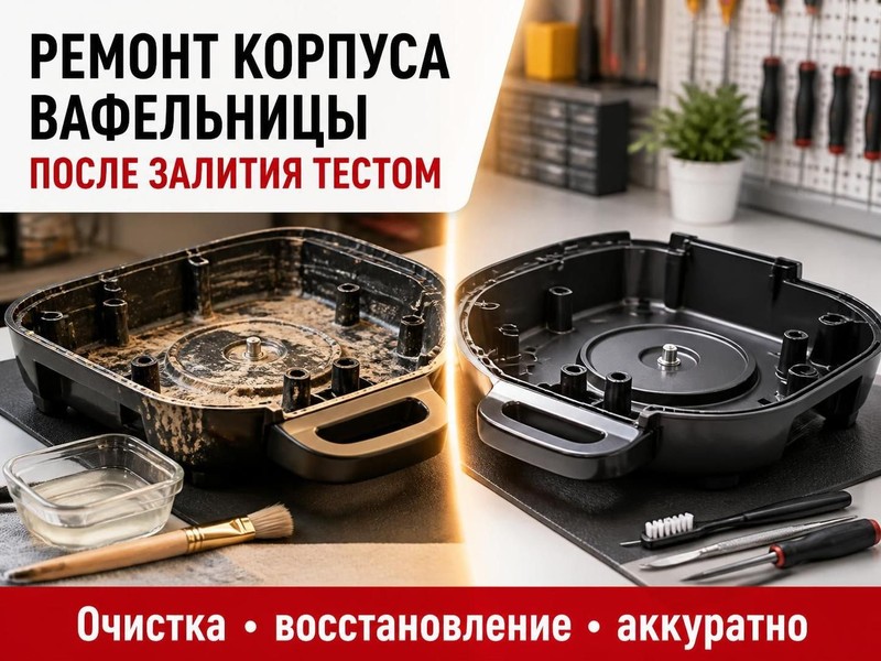 Ремонт корпуса вафельницы после залития тестом — Олег, фото