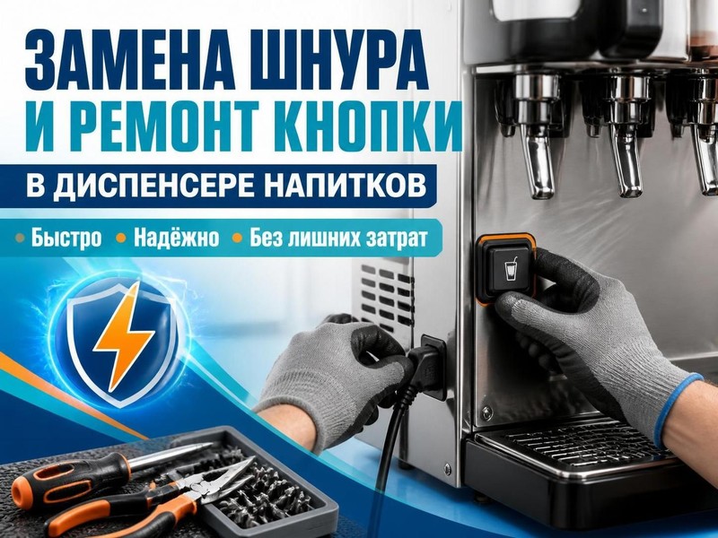 Замена шнура и ремонт кнопки в диспенсере напитков