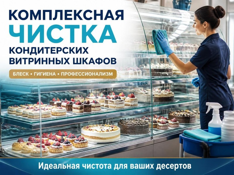 Комплексная чистка кондитерских витринных шкафов