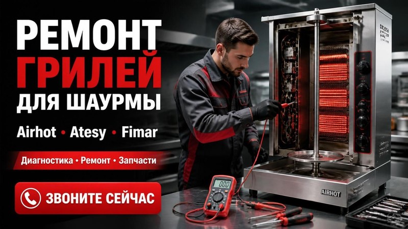 Ремонт грилей для шаурмы Airhot, Atesy, Fimar