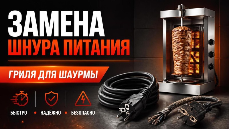 Замена шнура питания гриля для шаурмы