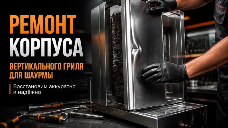Ремонт корпуса вертикального гриля для шаурмы