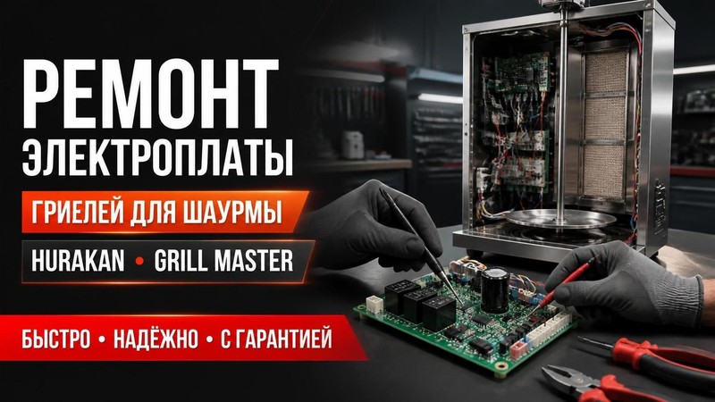Ремонт электроплаты гриля для шаурмы Hurakan, Grill Master