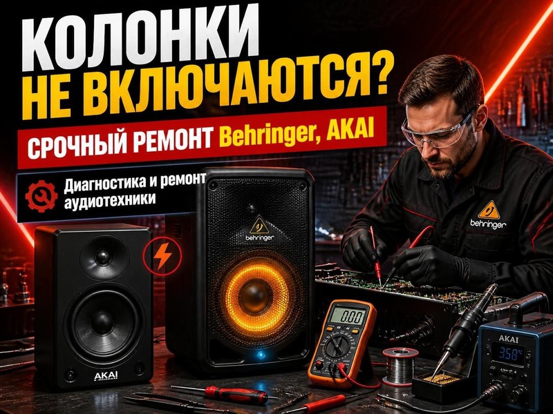 Колонки не включаются: срочный ремонт Behringer, AKAI — Сергей, фото