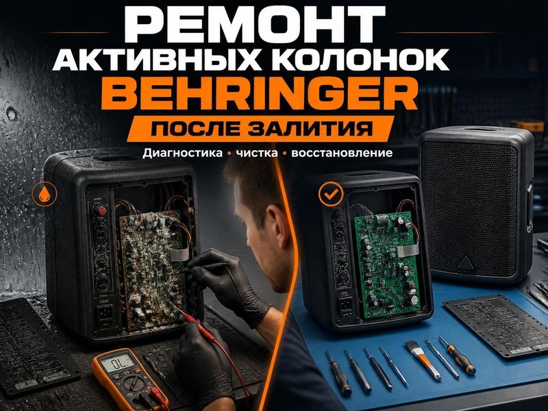 Ремонт активных колонок Behringer после залития — Андрей, фото