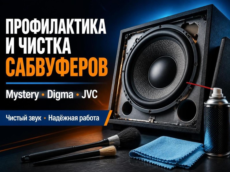 Профилактика и чистка сабвуферов Mystery, Digma, JVC