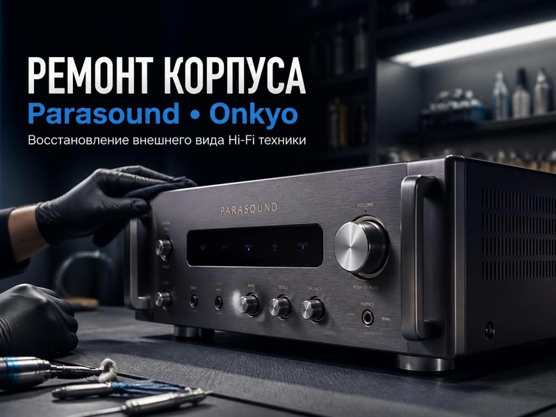 Ремонт корпуса стереосистемы Parasound, Onkyo
