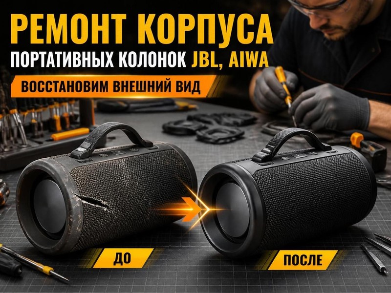 Ремонт корпуса портативных колонок JBL, AIWA