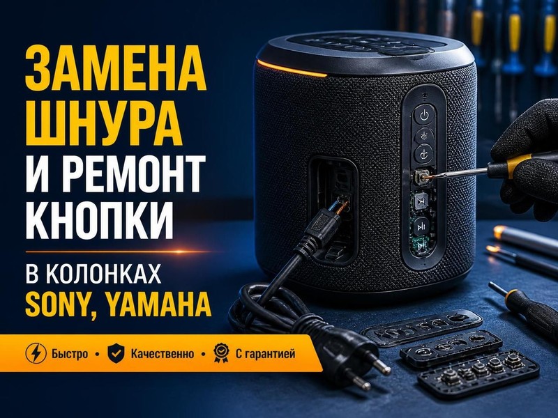 Замена шнура и ремонт кнопки в колонках Sony, Yamaha