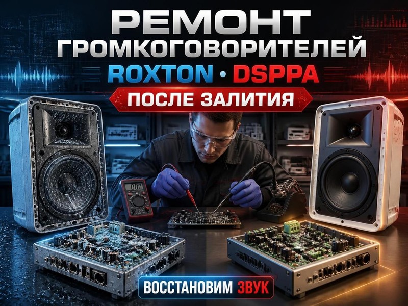 Ремонт громкоговорителей Roxton, DSPPA после залития