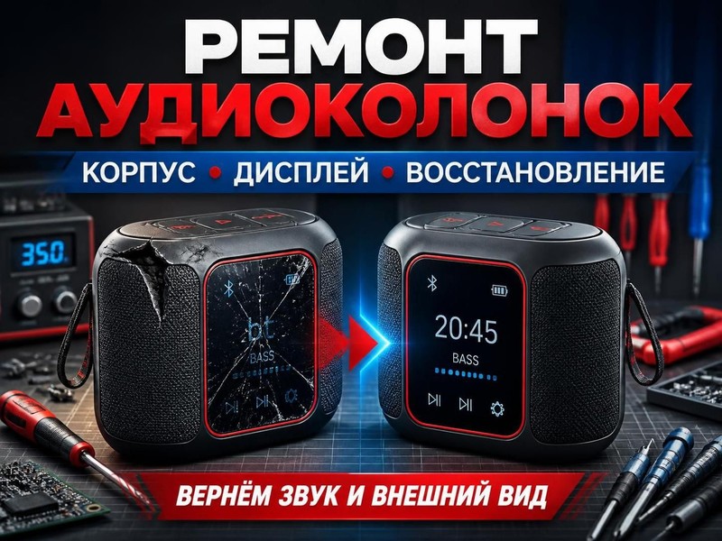 Ремонт корпуса и замена дисплея в аудиоколонках