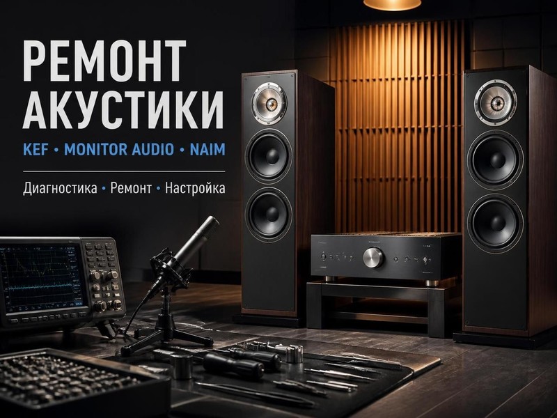 Ремонт комплектов акустики KEF, Monitor Audio, Naim