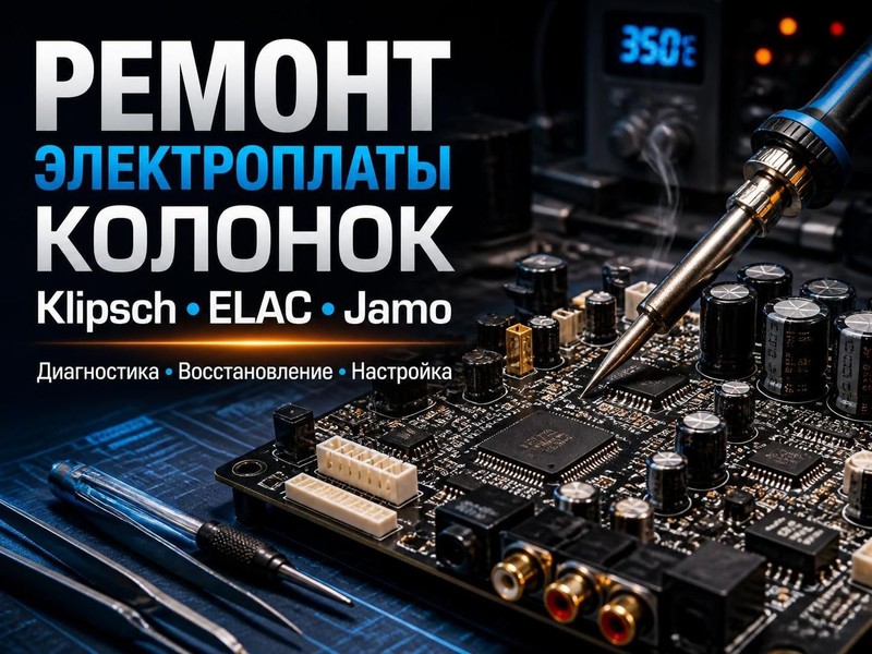 Ремонт электроплаты колонок Klipsch, ELAC, Jamo