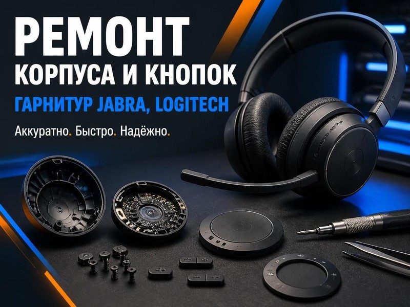 Ремонт корпуса и кнопок гарнитур Jabra, Logitech