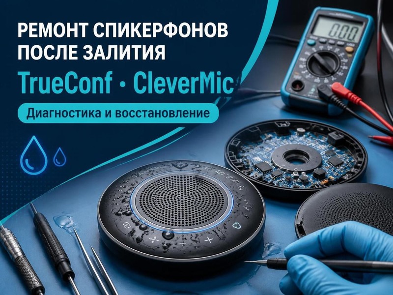 Ремонт спикерфонов после залития TrueConf, CleverMic