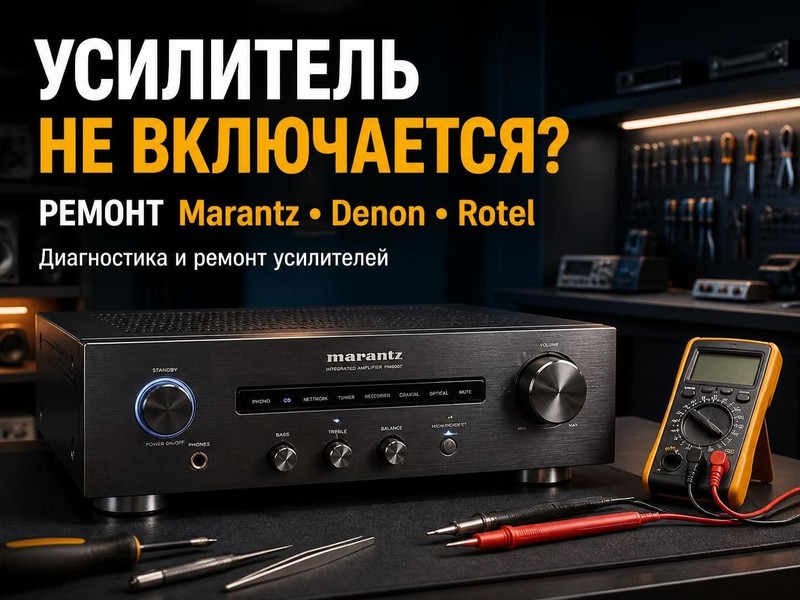 Усилитель не включается: ремонт Marantz, Denon, Rotel