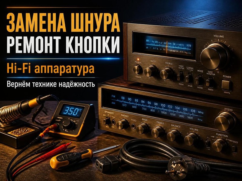 Замена шнура и ремонт кнопки в Hi-Fi аппаратуре