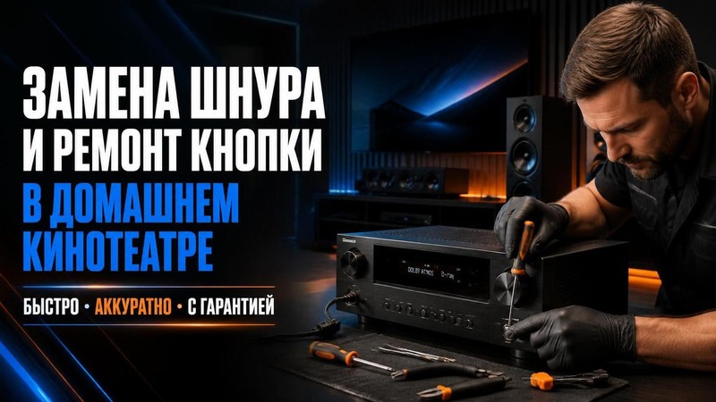 Замена шнура и ремонт кнопки в домашнем кинотеатре