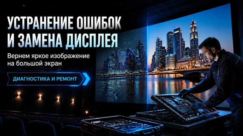Устранение ошибок и замена дисплея в кинотеатре