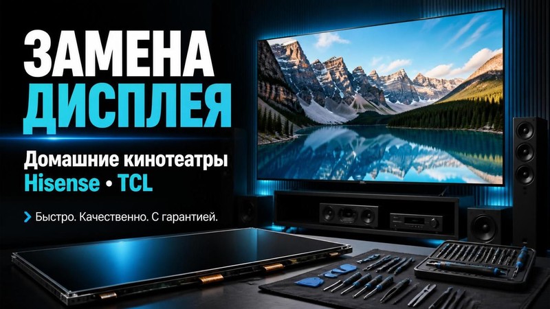 Замена дисплея в домашнем кинотеатре Hisense, TCL