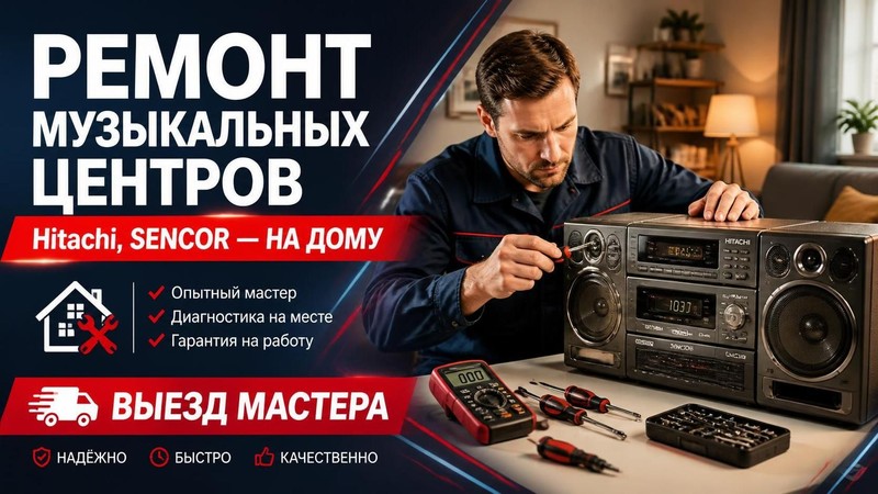 Ремонт музыкальных центров Hitachi, SENCOR на дому