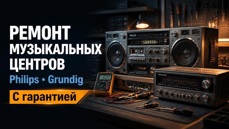 Ремонт музыкальных центров Philips, Grundig с гарантией