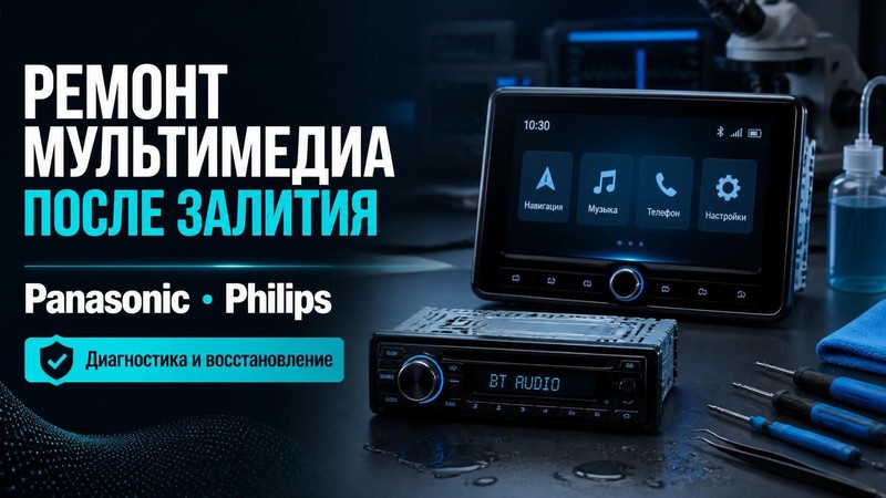 Ремонт мультимедиа после залития Panasonic, Philips
