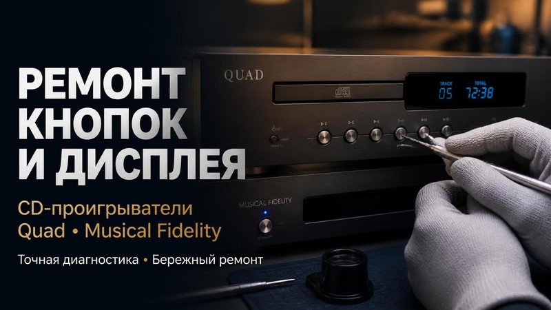 Ремонт кнопок и дисплея CD проигрывателя Quad, Musical Fidelity