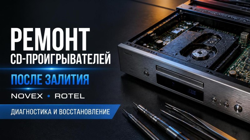 Ремонт CD проигрывателей после залития NOVEX, ROTEl