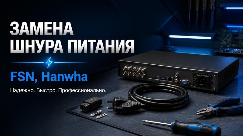 Замена шнура питания видеорекордера FSN, Hanwha — Михаил, фото