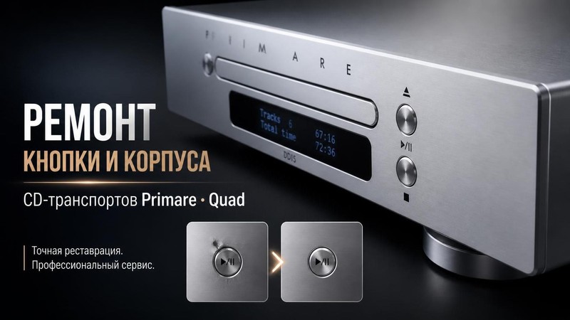 Ремонт кнопки и корпуса CD транспорта Primare, Quad