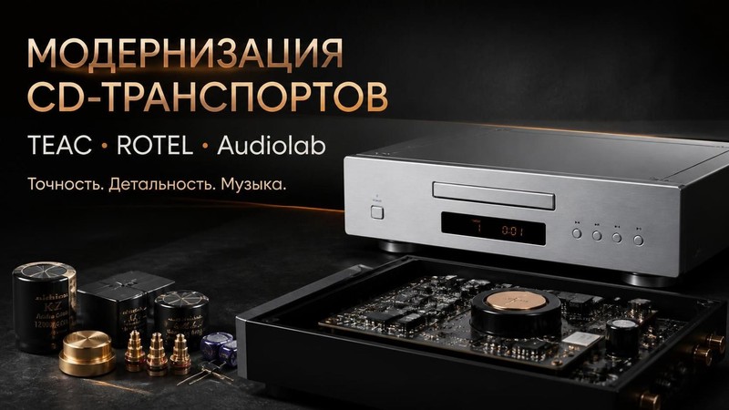 Модернизация CD транспорта TEAC, ROTEL, Audiolab