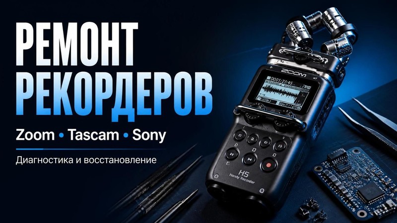 Ремонт рекордеров Zoom, Tascam, Sony