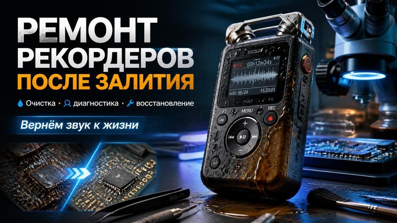 Ремонт рекордеров после залития жидкостью